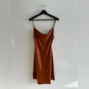 Urban Outfitters - Mallory Cowl Neck Slip Dress in Chocolate S